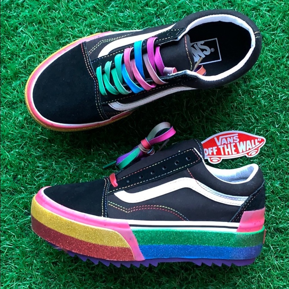 VANS OLD SKOOL STACKED GLITTER BLACK/RAINBOW WMNS - Picture 16 of 16